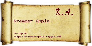 Kremmer Appia névjegykártya